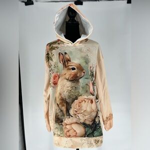 NO BRAND BUNNY RABBIT‎ BLUSH FLORAL HOODIE